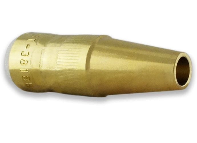 Brass welding nozzle with engraved identification numbers