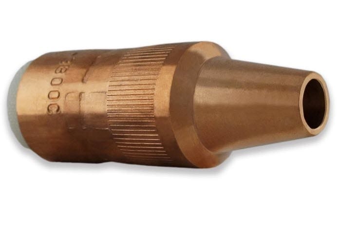 Copper welding nozzle with knurled grip