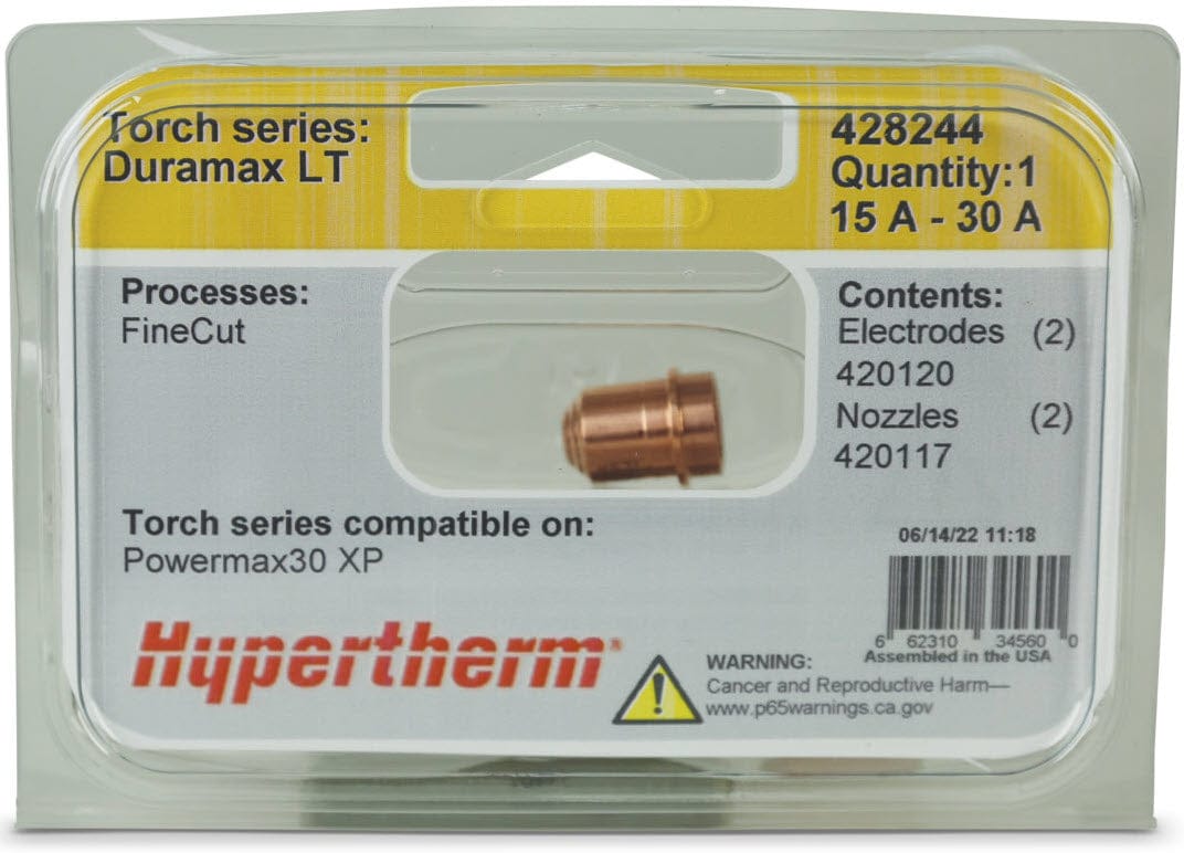 Hypertherm Consumables Hypertherm Duramax LT Dual Pack 15-30 A Electrode and FineCut Nozzle 428244