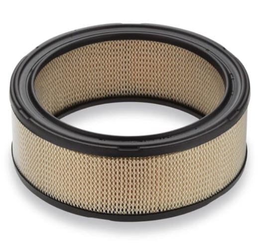 Miller circular air filter element with pleated paper media and black plastic end caps