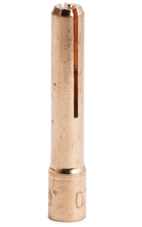 Copper welding contact tip with a vertical slit