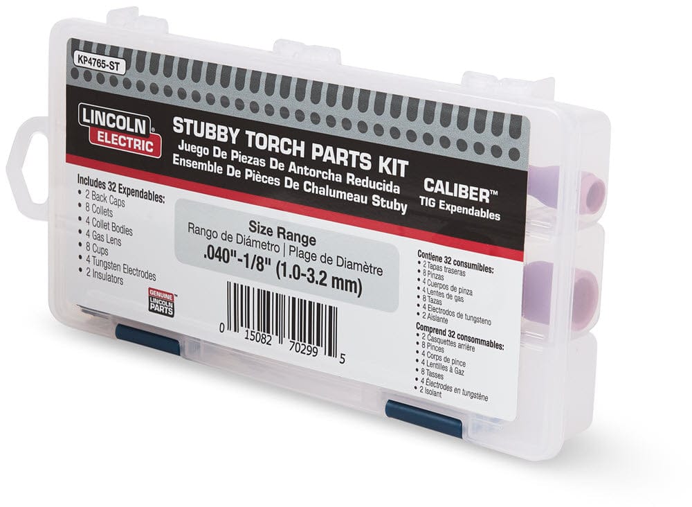 Lincoln Consumables Lincoln Caliber 17/18/26 Stubby TIG Torch Parts Kit KP4765-ST