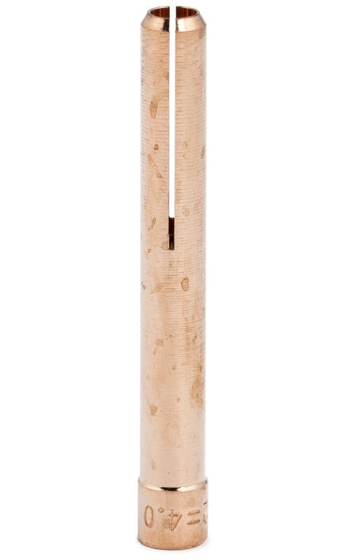 Copper welding collet with a vertical slit