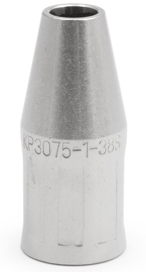 Metal welding nozzle with KP3075-1-38S engraving