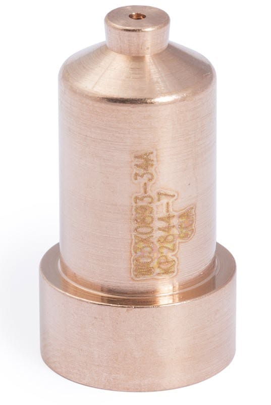 Copper plasma cutting nozzle with engraved part numbers