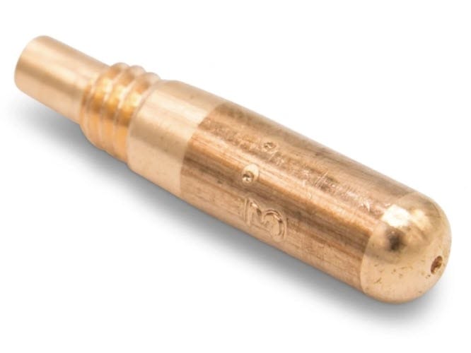 Copper welding contact tip with threaded end
