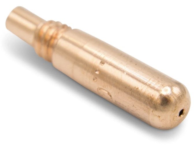 Copper welding contact tip with threaded end