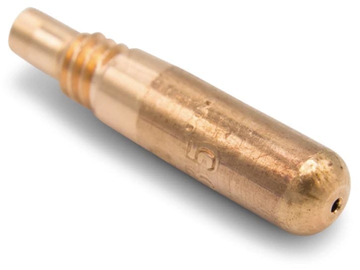 Copper welding contact tip with threaded end