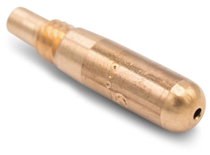 Copper welding contact tip with threaded end