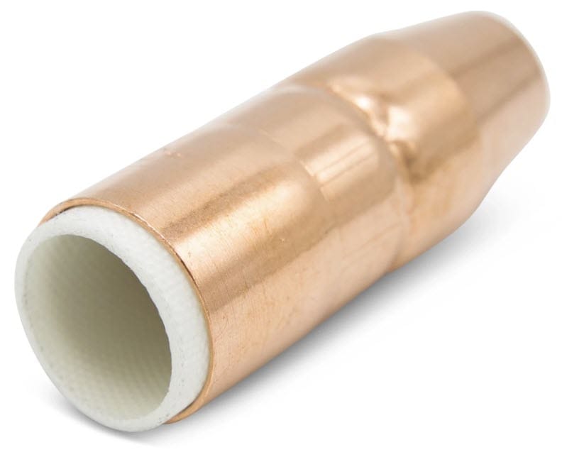 Copper welding contact tip with white ceramic nozzle