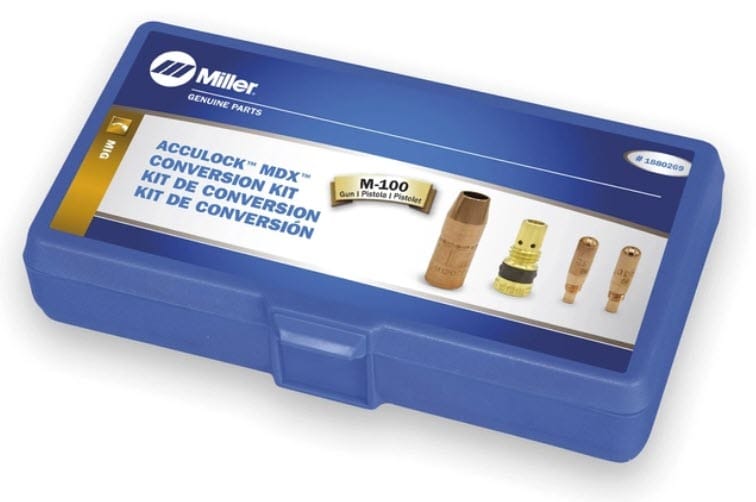 Miller Acculock MDX conversion kit in a blue plastic storage case