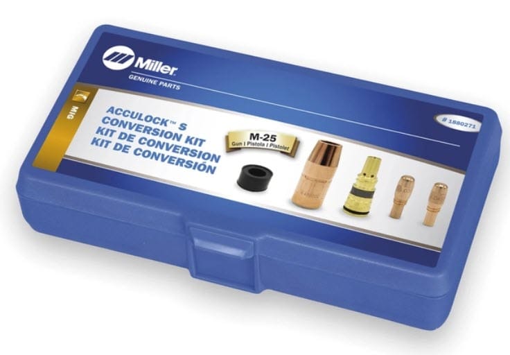 Miller AccuLock S conversion kit for M-25 welding gun in blue plastic case