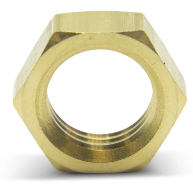 Brass hexagonal nut with internal threading