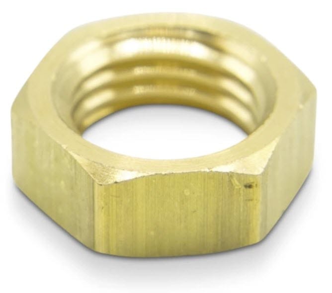 Brass hexagonal nut with internal threading