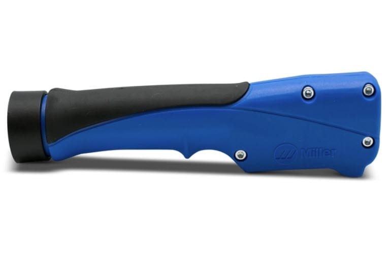 Blue and black Miller welding torch handle