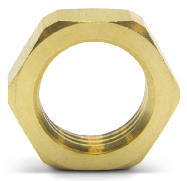 Brass hexagonal nut with internal threading