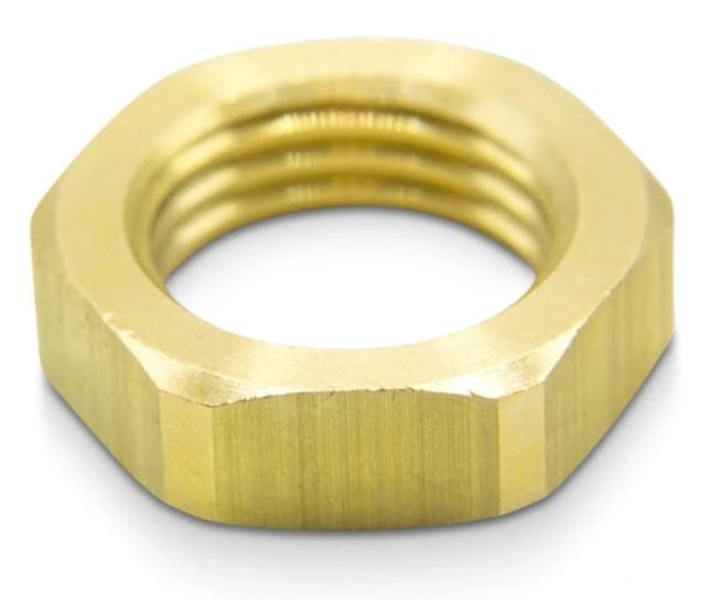 Brass hexagonal nut with internal threading
