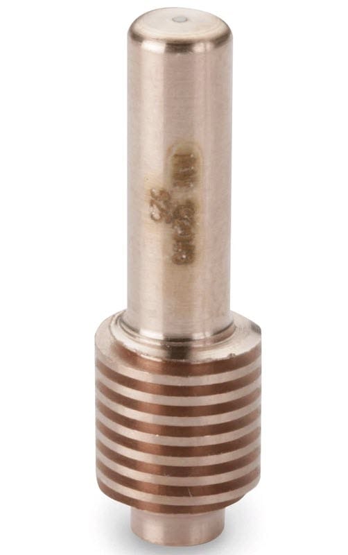 Metal welding electrode with a ribbed cylindrical base and smooth top shaft