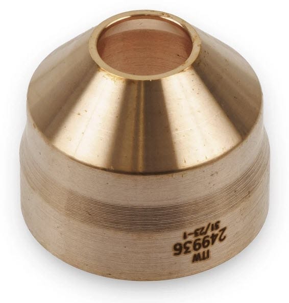 Brass plasma cutting nozzle with engraved part number