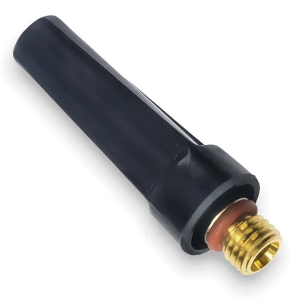 Weldcraft black back cap with brass threaded connector and red o-ring