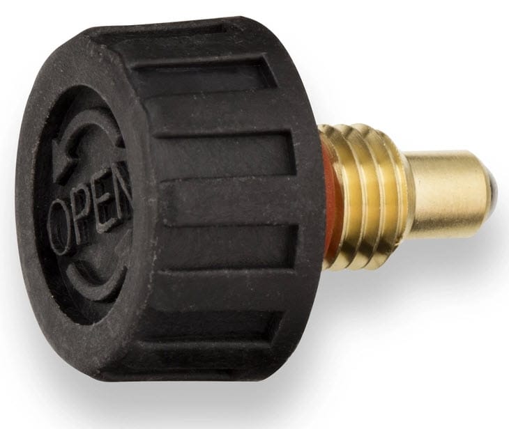 Weldcraft black plastic gas valve knob with brass threaded fitting