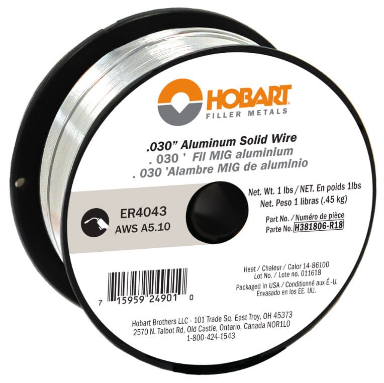 Hobart Filler Metals Hobart ER4043 Aluminum MIG Wire - 1# Spool
