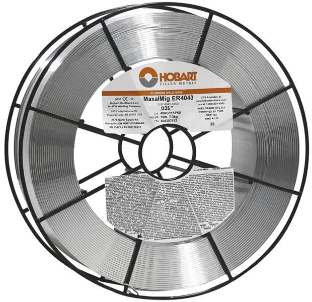 Hobart Filler Metals .035 Hobart ER4043 Aluminum MIG Wire - 12# Wire Basket