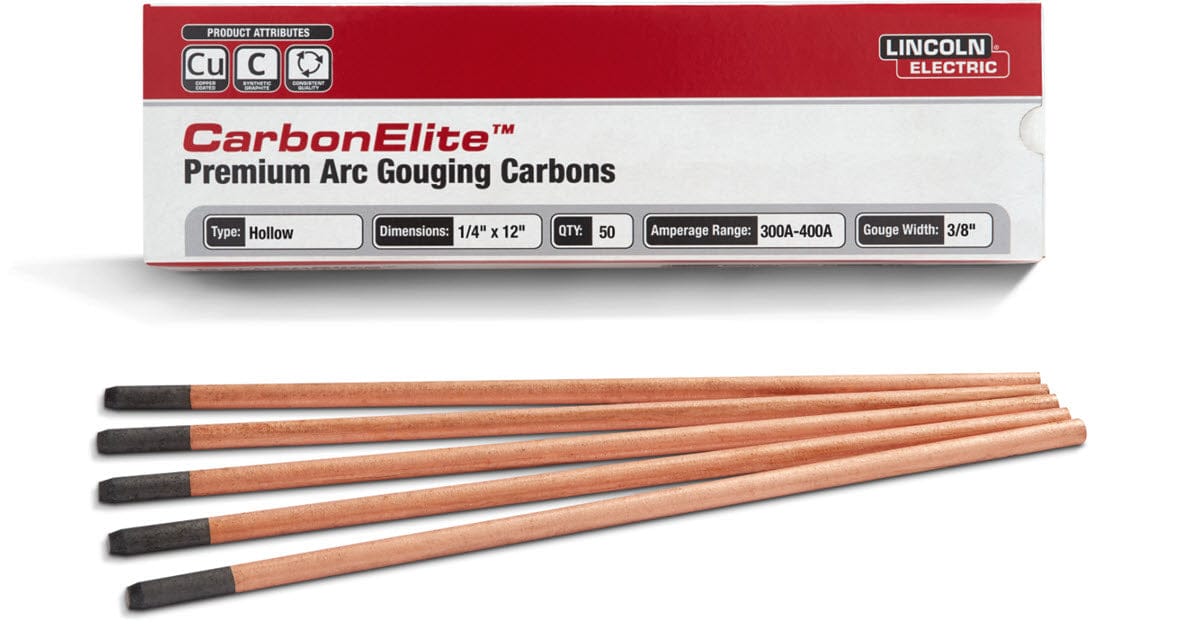 Lincoln Filler Metals 1/4 Lincoln Carbon Elite Hollow Gouging Electrodes KP3801 (pkg 50)