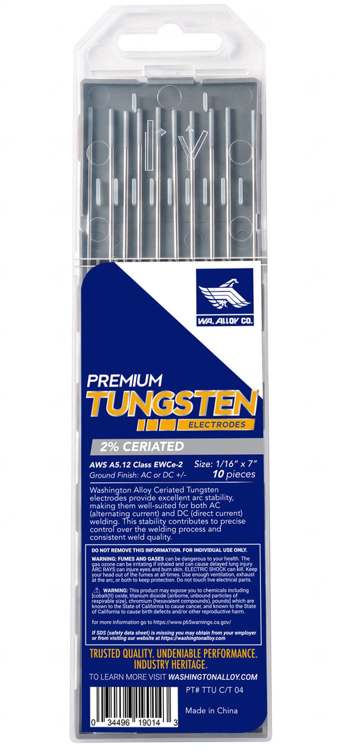 Washington Alloy 2% Ceriated Tungsten Electrode (EWCE-2)