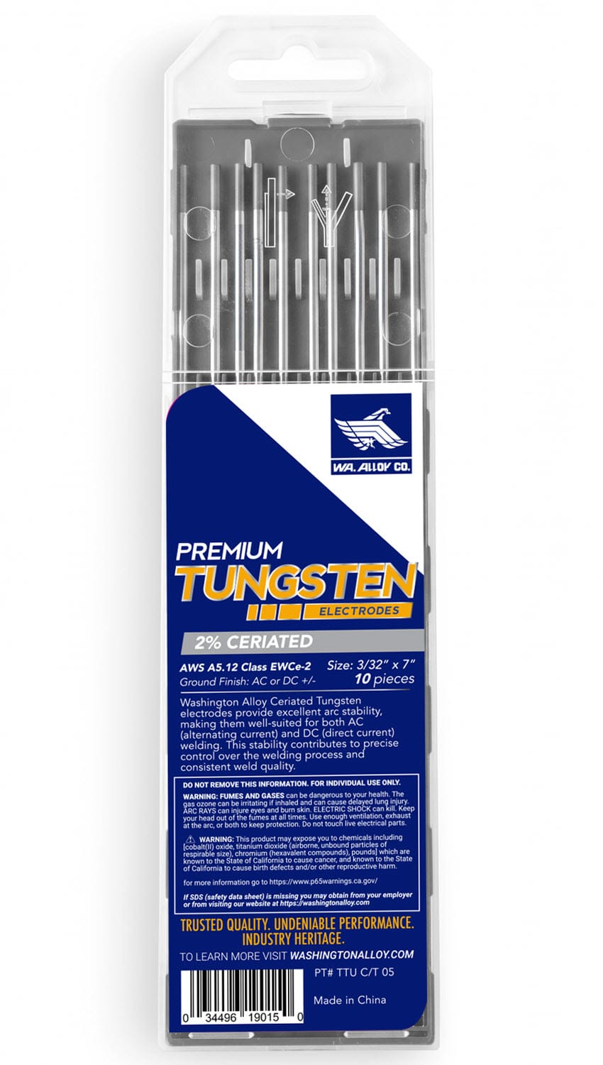 Washington Alloy 2% Ceriated Tungsten Electrode (EWCE-2)