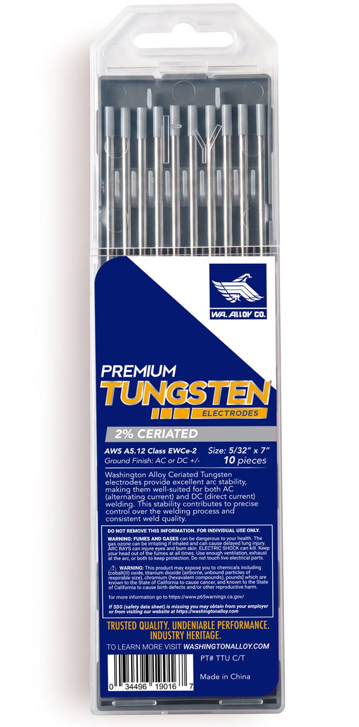 Washington Alloy 2% Ceriated Tungsten Electrode (EWCE-2)