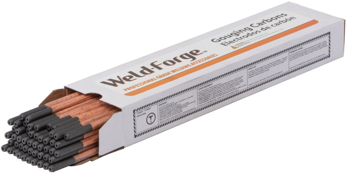 Weld-Forge Filler Metals 1/4 Weld-Forge Hollow Pointed Carbon Arc Gouging Electrodes - DC Copper Coated