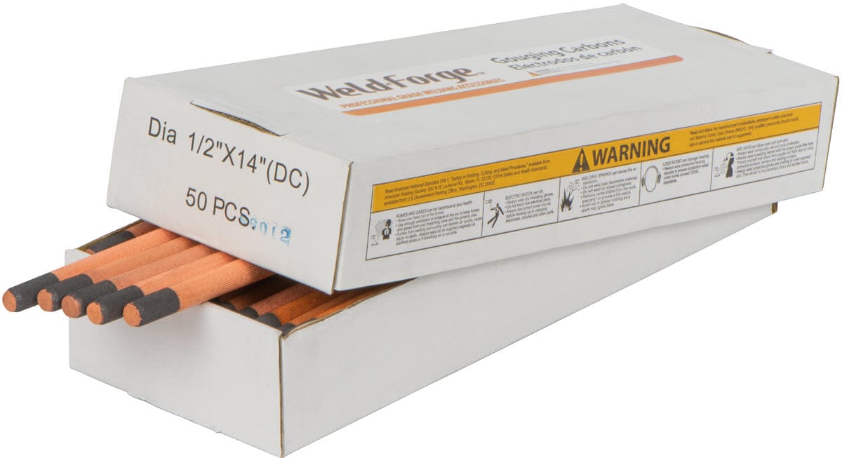 Weld-Forge Filler Metals 1/2 Weld-Forge Pointed Carbon Arc Gouging Electrodes - DC Copper Coated