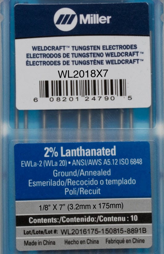 Weldcraft Filler Metals Weldcraft 2% Lanthanated Tungsten Electrode WL2018X7