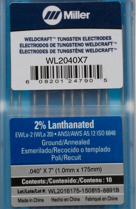 Weldcraft Filler Metals Weldcraft 2% Lanthanated Tungsten Electrode WL2040X7