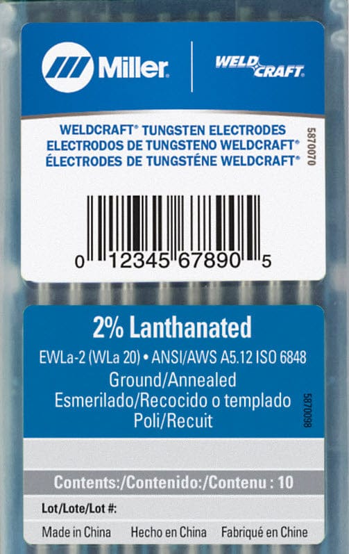 Weldcraft Filler Metals Weldcraft 2% Lanthanated Tungsten Electrode WL2332X7