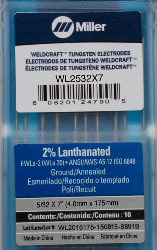 Weldcraft Filler Metals Weldcraft 2% Lanthanated Tungsten Electrode WL2532X7