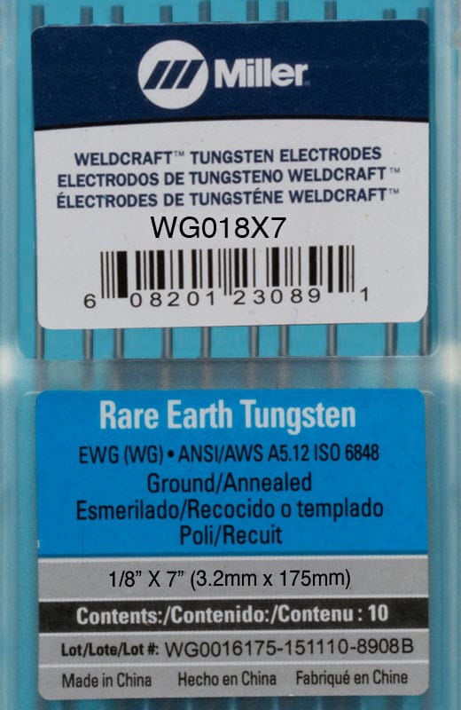 Weldcraft Filler Metals Weldcraft Rare Earth Tungsten Electrode WG018X7