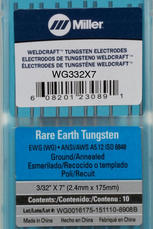 Weldcraft Filler Metals Weldcraft Rare Earth Tungsten Electrode WG332X7