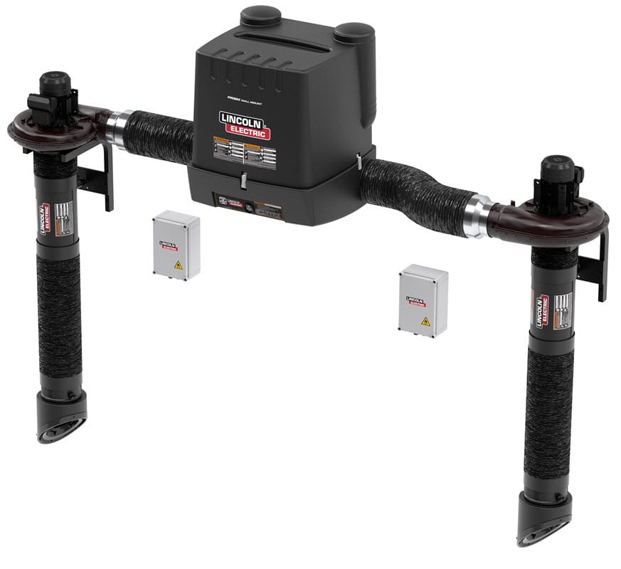 Lincoln Fume Extractors Telescopic 4-6 ft Lincoln Prism Wall Mount Fume Extractor - Dual Arm MERV 14, Arc Sensor/Lamp Kit One-Pak K4261