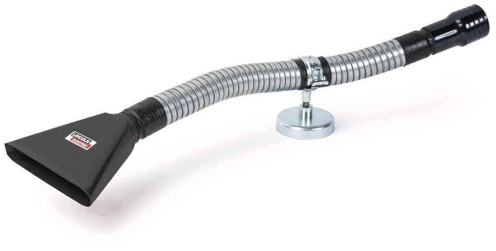 Flexible metal fume extraction nozzle with magnetic base