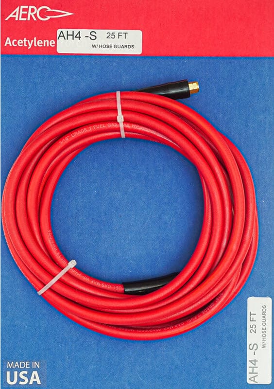 Aero Gas Apparatus 25 ft Aero 25 ft. Acetylene Hose w/Strain Relief Guards AH4-S