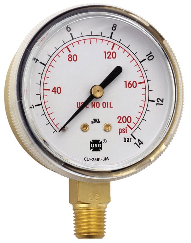 Smith Gas Apparatus Smith Replacement Gauge - 2.5 inch, 0-200 PSIG GA033-07