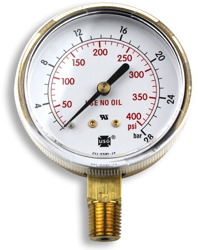 Smith Gas Apparatus Smith Replacement Gauge - 2.5 inch, 0-400 PSIG GA037-07