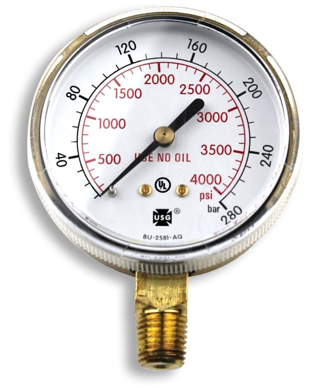 Smith Gas Apparatus Smith Replacement Gauge - 2.5 inch, 0-4000 PSIG GA043-07