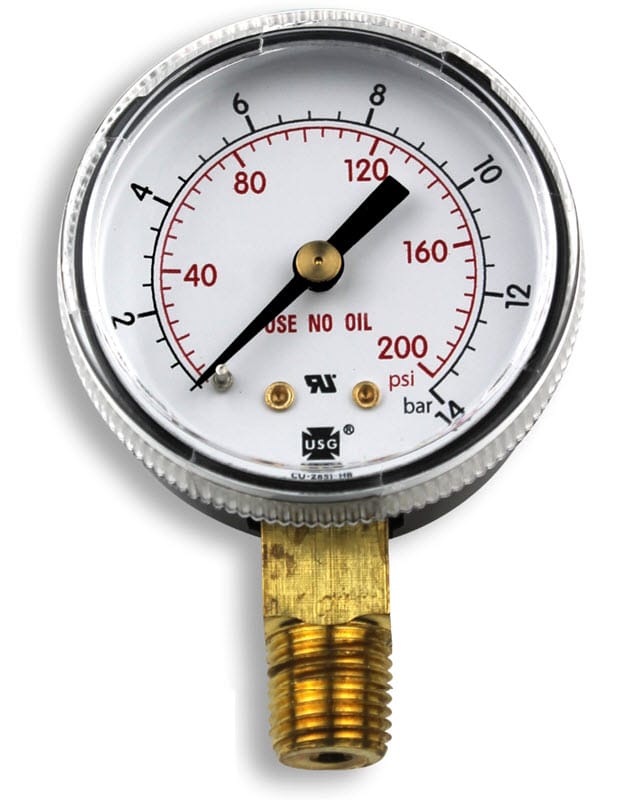 Smith Gas Apparatus Smith Replacement Gauge - 2 inch, 0-200 PSIG GA140-03