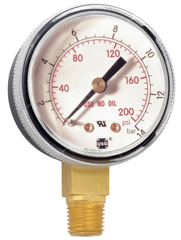 Smith Gas Apparatus Smith Replacement Gauge - 2 inch, 0-200 PSIG GA140-03