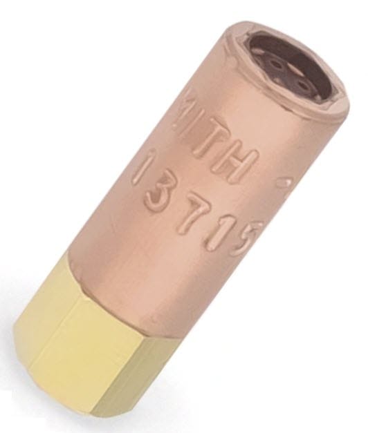 Copper and brass welding contact tip with engraved part number