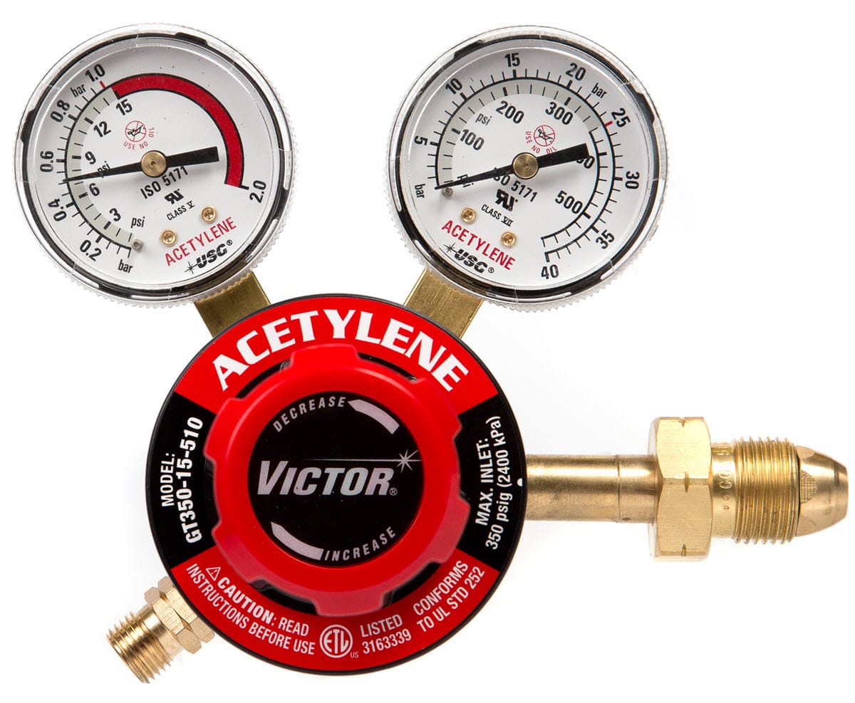 Victor Gas Apparatus CGA 510 (Male) Victor GT350 Two-Stage Acetylene Regulator (CGA 510) 0781-4258