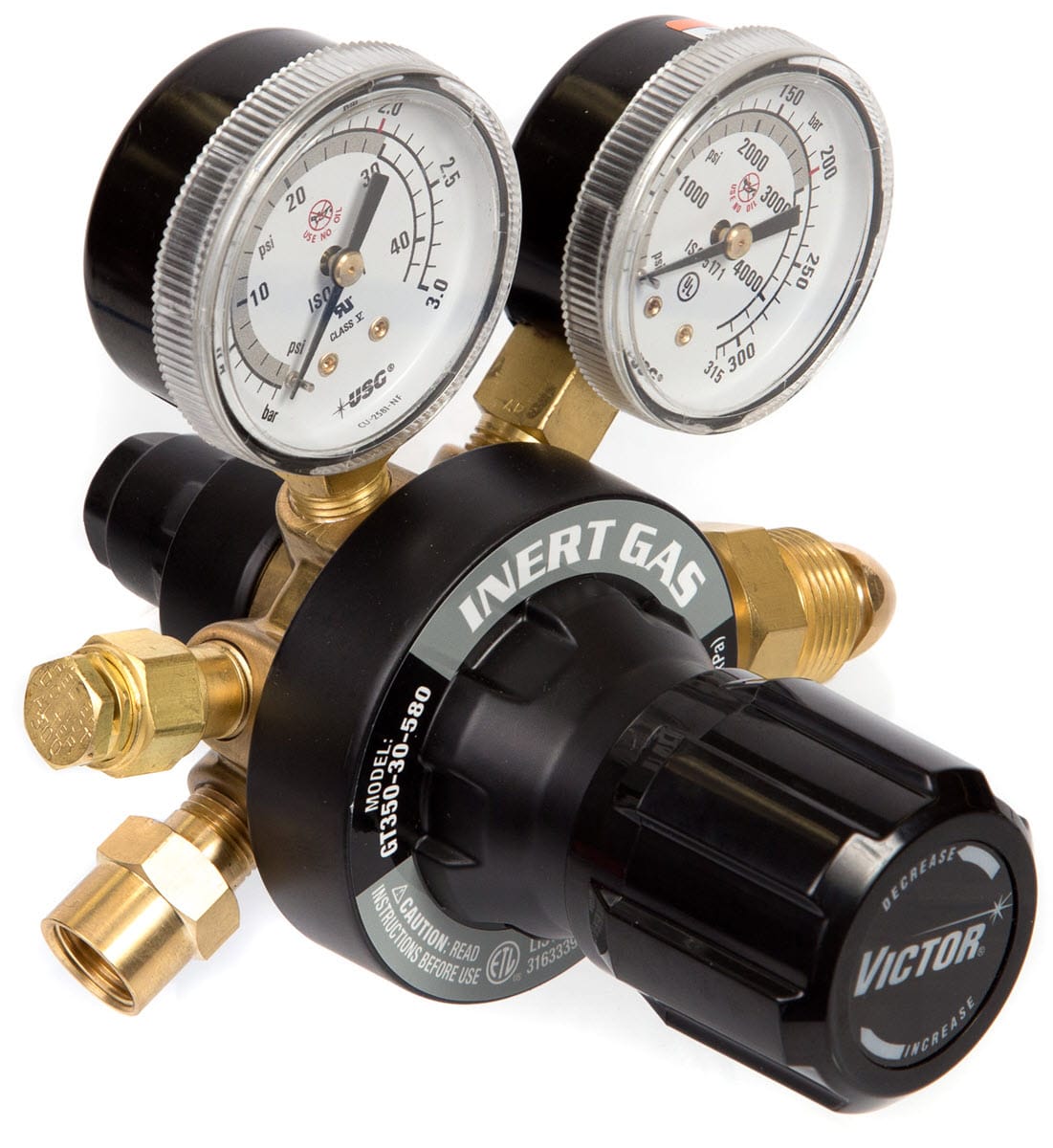 Victor Gas Apparatus Victor GT350 Two-Stage Inert Gas Regulator (CGA 580) 0781-4263